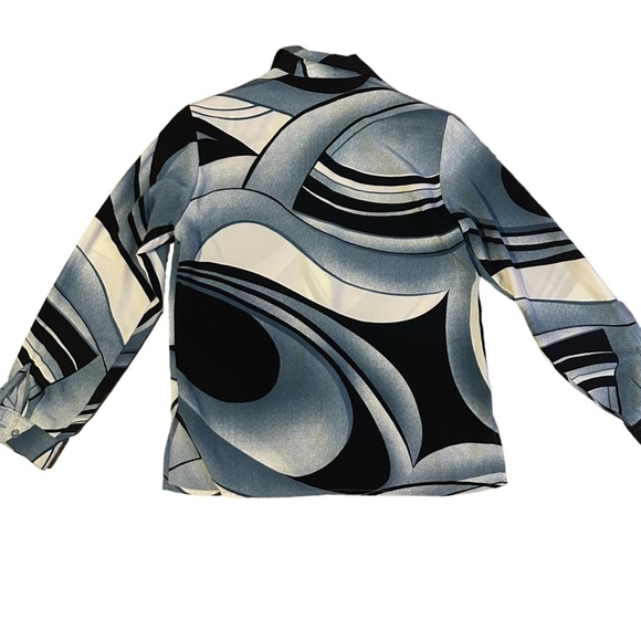 Vintage 1980s Funky Geometric Button Up Top Size Small - Picture 4 of 5